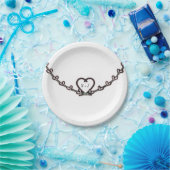 Rustic Roze Hart Wingerd Bruiloft Uitnodiging Cust Papieren Bordje (Feest)