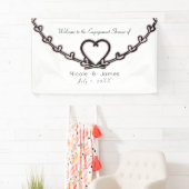 Rustic Roze Hart Wingerd Bruiloftsfeest Aangepaste Spandoek (Insitu)