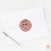 Rustic Roze Hout Thuisgemaakte Liefde Zakelijk Ronde Sticker (Envelop)