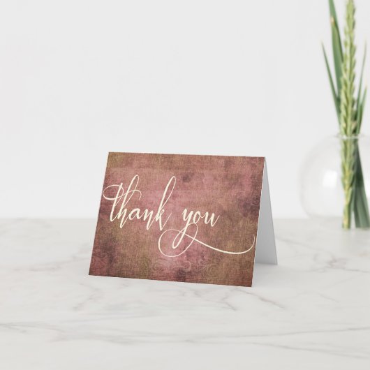 Rustic Roze & Jute Vintage 3 Dank Je Bedankkaart (Voorkant)