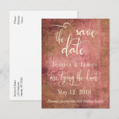 Rustic Roze & Jute Vintage Save the Date Aankondigingskaart (Voorkant / Achterkant)