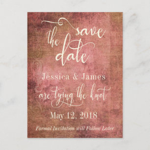 Rustic Roze & Jute Vintage Save the Date Aankondigingskaart