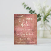 Rustic Roze & Jute Vintage Save the Date Aankondigingskaart (Staand voorkant)