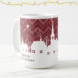 Rustic Roze Kerst Dorps Chevron Brei  Koffiemok