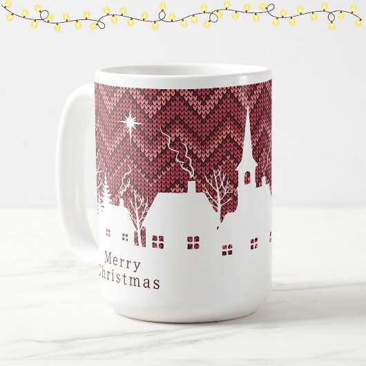 Rustic Roze Kerst Dorps Chevron Brei  Koffiemok