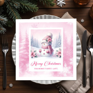 Rustic Roze Kerstscene Kinderfeest Xmas Servet