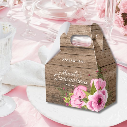 Rustic Roze Klaprozen Quinceañera Bedankdoosjes