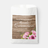 Rustic Roze Klaprozen Quinceañera Bedankzakje (Voorkant)