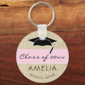 Rustic Roze Klasse van en Afstuderen het Afstudere Sleutelhanger (Voorkant)