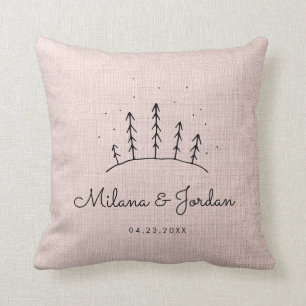 Rustic roze linen aangepaste couple Names Moderne Kussen