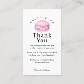 Rustic Roze Macaron Laat een Review QR Code Visitekaartje (Achterkant)