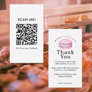Rustic Roze Macaron Laat een Review QR Code Visitekaartje