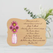 Rustic Roze Mason Jar Oefenavond Dinersuitnodiging Kaart (Staand voorkant)