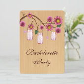 Rustic Roze Mason Jars Bruidsfeest Uitnodiging (Staand voorkant)