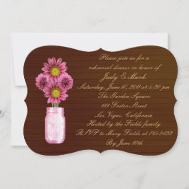 Rustic Roze Metseren Receptie Uitnodiging