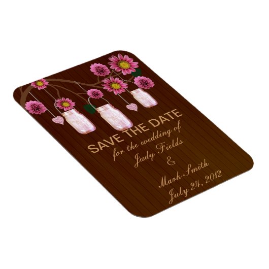 Rustic roze moeraspot bespaart de datum magneet (Rechterzijde)