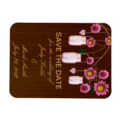 Rustic roze moeraspot bespaart de datum magneet (Horizontaal)