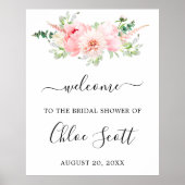 Rustic Roze Pioen Bloem Bruiloftsborrel Welkom Poster (Voorkant)