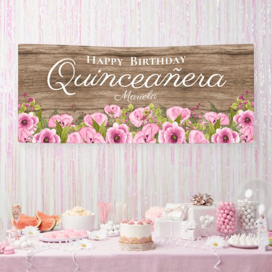 Rustic Roze Poppies Quinceañera Spandoek (Feest)
