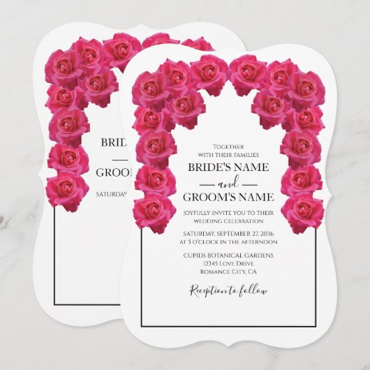 Rustic roze Roses Wedding Invitations Kaart (Voorkant / Achterkant)