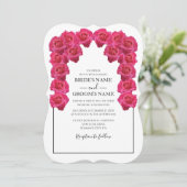 Rustic roze Roses Wedding Invitations Kaart (Staand voorkant)