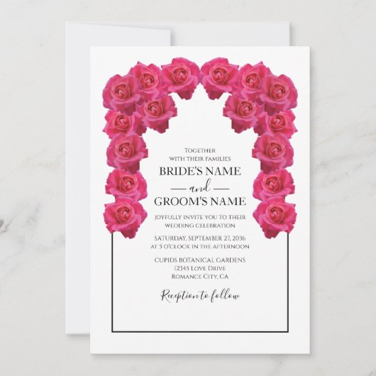 Rustic roze Roses Wedding Invitations Kaart (Voorkant)
