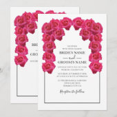Rustic roze Roses Wedding Invitations Kaart (Voorkant / Achterkant)