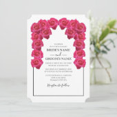 Rustic roze Roses Wedding Invitations Kaart (Staand voorkant)