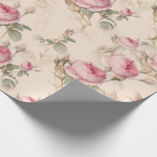 Rustic roze rozen cadeaupapier (Hoek)