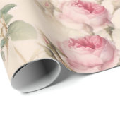 Rustic roze rozen cadeaupapier (Rol Hoek)