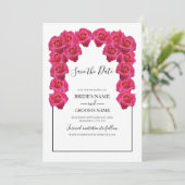 Rustic roze rozen die de datum opslaan save the date (Staand voorkant)