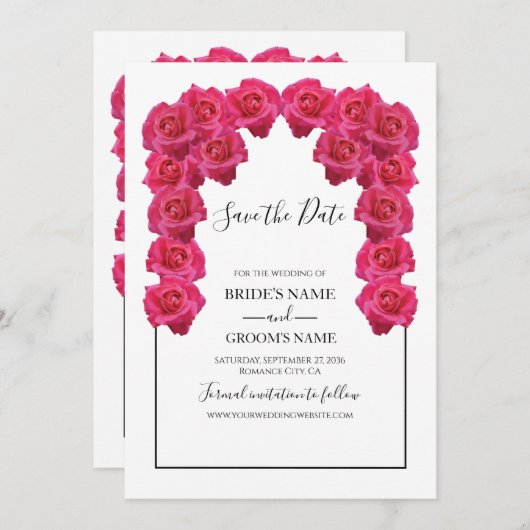 Rustic roze rozen die de datum opslaan save the date (Voorkant / Achterkant)