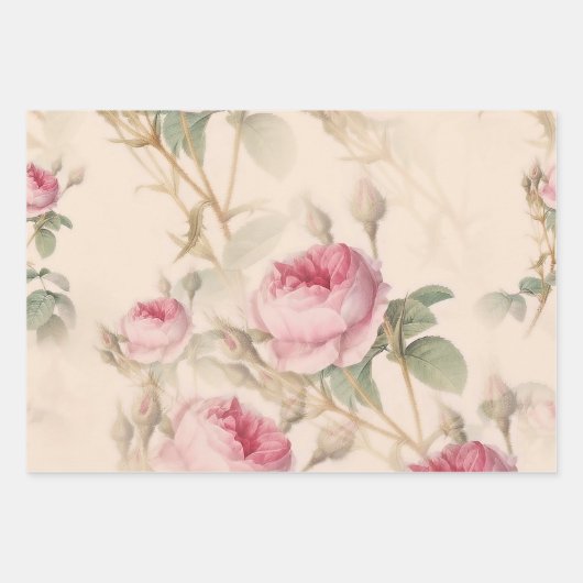 Rustic roze rozen inpakpapier vel (Voorkant 3)