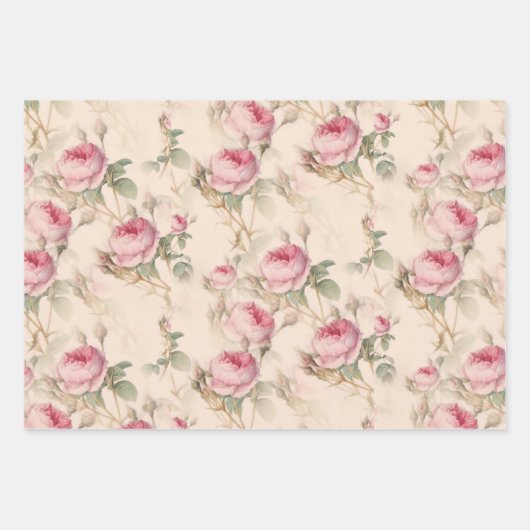 Rustic roze rozen inpakpapier vel (Voorkant)
