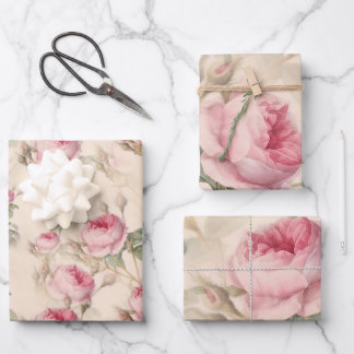Rustic roze rozen inpakpapier vel