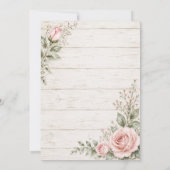 Rustic Roze Rozen Meisje Baby Shower | Kaart (Achterkant)