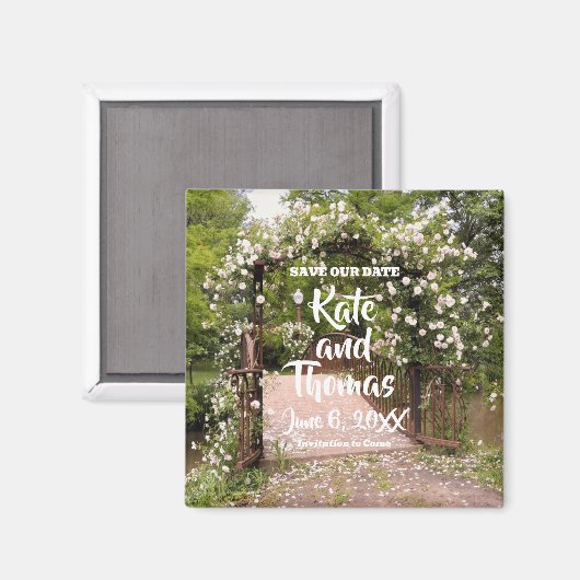 Rustic Roze Ruwen Bieden Opslaan Datum Magnet (Voorkant / Achterkant)