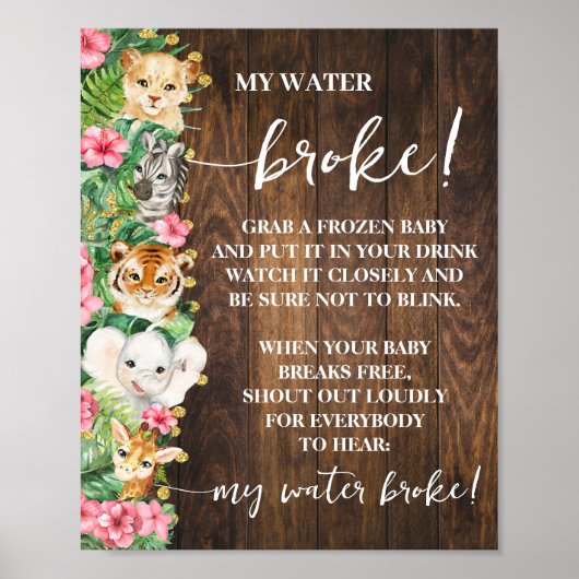 Rustic Roze Safari M'n Vlies Gebroken Shower Spel Poster (Voorkant)