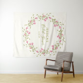 Rustic Roze Tuin Bloemen Aangepaste Bruidsdouche  Wandkleed (In Situ (horizontaal))