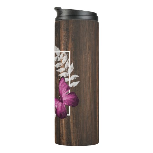 Rustic roze vlinder - Aangepaste thermische tromme Thermosbeker (Geroteerd rechts)