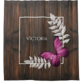 Rustic roze vlinder - persoonlijk schotelgordijn douchegordijn (Voorkant)