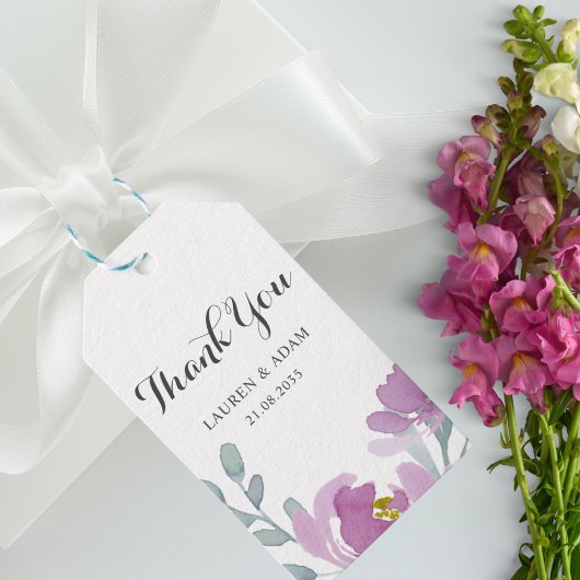 Rustic Roze Waterverf Bloem Bruiloft Cadeaulabel