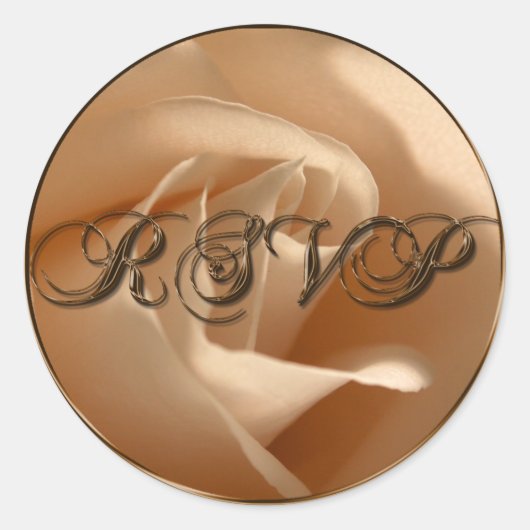 Rustic RSVP Cream Roos Wedding Envelope Seal Ronde Sticker (Voorkant)