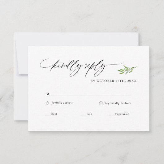Rustic RSVP-kaart Rustic Greenery Rustic RSVP Kaartje (Voorkant)