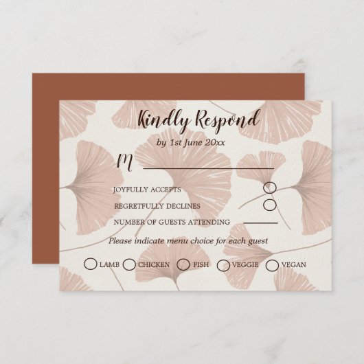 Rustic RSVP Terracotta Botanical Wedding (Voorkant / Achterkant)
