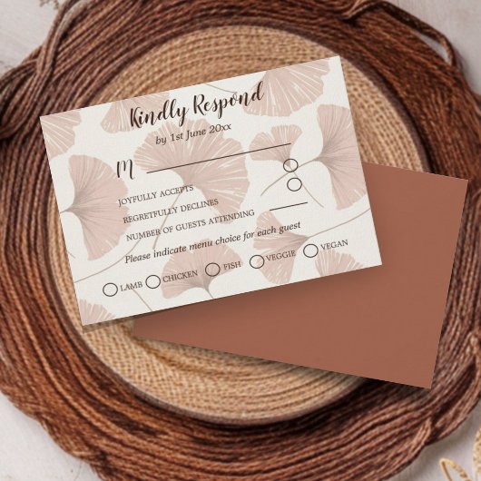 Rustic RSVP Terracotta Botanical Wedding Kaartje