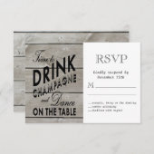 Rustic RSVP Tijd aan Drink Champagne (Voorkant / Achterkant)