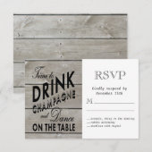 Rustic RSVP Tijd aan Drink Champagne Kaartje (Voorkant / Achterkant)