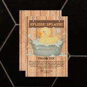 Rustic Rubber Ducky Bubbles Baby shower Bedankkaart