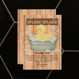Rustic Rubber Ducky Bubbles Baby shower Bedankkaart
